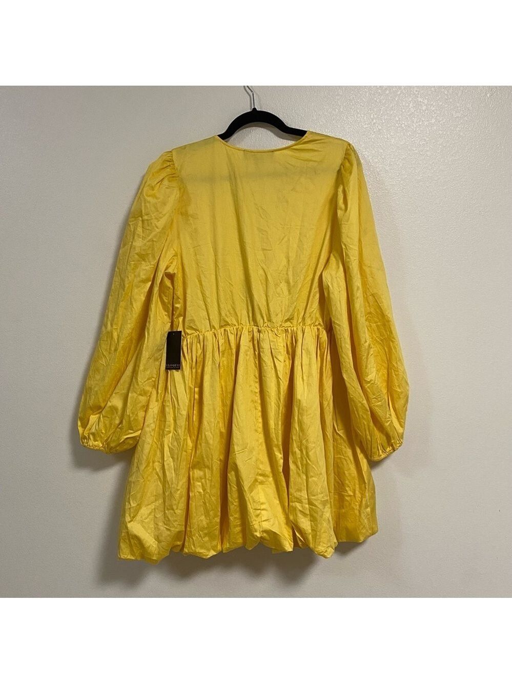Eloquii Dress Women’s Size 16 Yellow Bubble hem Puff Sleeve Mini Dress NWT - Picture 7 of 15
